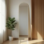 MAYEERTY 57*20in Arched Full Length Mirror Freestanding Body Dressing Mirror. Aluminium Alloy Framed. Arched