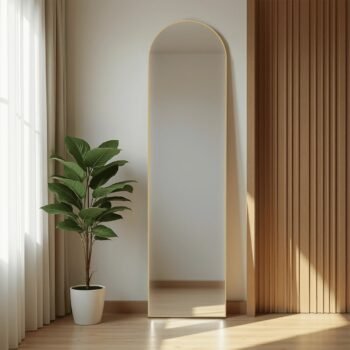 MAYEERTY 57*20in Arched Full Length Mirror Freestanding Body Dressing Mirror. Aluminium Alloy Framed. Arched