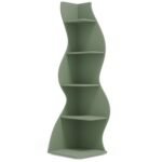Finihen 5-Tier Corner Bookcase. Wood Bookshelf Storage Organizer. 70 Tall Display Standing Shelf Unit for Bedroom. Living Room. Green