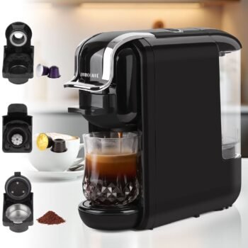 Espresso Maker for Nespresso Capsule. Lavazza Blue Capsule & Coffee Powder. 19 Bar Pump Pressure Makes Authentic Espresso Coffee. Mini Espresso Coffee Machines with Removable Water Tank.