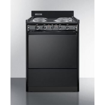 24 wide electric coil range in black