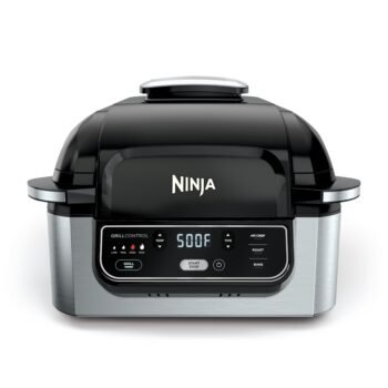 Ninja Foodi 4-in-1 Indoor Grill with 4-Qt Air Fryer. Roast. Bake. & Cyclonic Grilling Technology. Black/Stainless