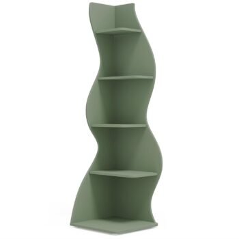 Finihen 5-Tier Corner Bookcase. Wood Bookshelf Storage Organizer. 70 Tall Display Standing Shelf Unit for Bedroom. Living Room. Green